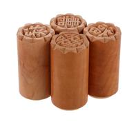4pcs Wood Mooncake Stamp for Baking, Pattern Dessert Stamper | Traditional Chinese Design, Comfortable Grip, Intricate Carving, Festive Holiday Use, Wood Material