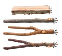 4pcs Wood Parrot Perch Bird Cage Mount Rod Four Piece Set | Wear Resistant, Screw Mount Fixation, Stable and Reliable, Bite Resistant