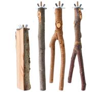 4pcs Wood Parrot Perch with Screw Mount Fixation, Bite Resistant | Stable Reliable Bird Cage Rod Set, Wear Resistant Wood, Four Piece Pack for Parrot and Bird