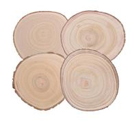 4pcs Wood Slices for Centerpieces, Unfinished Rustic Wood Circles | Easy to Carve and Color, Year Ring Pattern, Natural Texture, for Flowers, Candles