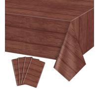 4Pcs Wood Tablecloth, Brown Rustic Table Covers, Rectangular Table Decoration for Western Barn Themed Barbecue Rustic Party Decorations, 130 X 220cm