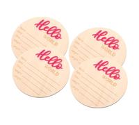 4pcs Wooden Baby Birth Announcement Sign Round Pink Rustic | Records Date, Time, Weight and Height, Nursery Decor, Simple Elegant Keepsake for Baby Girl