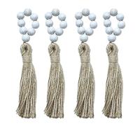 4Pcs Wooden Bead Tassels Napkin Farmhouse Napkin Holder Party Table Decoration For Wedding Christmas Birthday Dinner Table Decorations Elegant Home Accessory