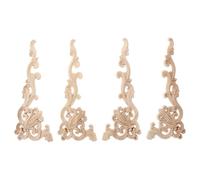 4pcs Wooden Carving Applique Khaki Wood Carved Onlay