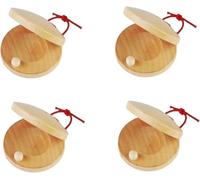 4Pcs Wooden Castanet, Percussion Instrument - Hand Finger Castanets, Wood Castanets Classroom DIY Rhythm Music Musical Instrument