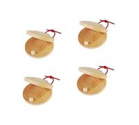4Pcs Wooden Castanet, Percussion Instrument - Hand Finger Castanets, Wood Castanets Classroom DIY Rhythm Music Musical Instrument
