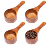 4Pcs Wooden Coffee Spoon, 45ml Walnut Wood Coffee Measuring Scoops for Coffees Beans, Ground Beans or Tea, 11x5x3.5cm Reusable Portable Mini Wood Scoops, Home Kitchen Accessories