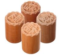 4pcs Wooden Cookie Stamps Manual Pastry Stamper Set