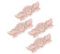 4pcs Wooden Corner Decal Solid Wood European Style Applique | Exquisite Carved Pattern, Khaki Finish, for Mirror Frames and Furniture Restoration, Quick Decorative Fix