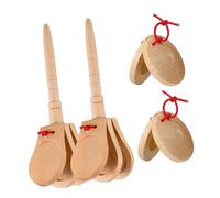 4Pcs Wooden Finger Castanets Clapper Board Rhythm DIY Early Education Toys Musical Percussion Instrument for Kids 8.66inch