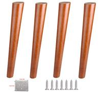 4pcs Wooden Furniture Legs,Round Solid Rubber Wood Sofa Couch Bench Feet,Oblique Cone Replacement Kitchen Table Leg,Bed Wardrobe Chair TV Cabinet Ottoman Loveseat Legs,Walnut Color (60cm/23.62in)
