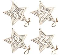 4pcs Wooden Hanging Ornaments For Indoor Outdoor Use, Garden Wall Decor With Ropes, Rustic Home Accents Set Of Four, Brown(03)