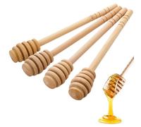 4Pcs Wooden Honey Mixing Stirrer 6 Inch Honey Dipper Sticks Honey Spoon Long Handle Wood Honey Spoon Stir Bar for Honey Jar Dispense Drizzle Honey and Kitchen Tools Wooden Honey Dipper Stick