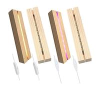 4Pcs Wooden LED Light Base, 2Pcs Colorful Brightness Adjustable & 2Pcs Warm Color Rectangular Wooden Lighted Lamp Base for Acrylic Crystal Glass Plate Resin Art