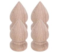 4pcs Wooden Round Post Caps 7x4cm Khaki for Stair Railings | Solid wood with predrilled holes, smooth sanded grain, single block build, made for home bed posts