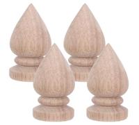 4pcs Wooden Round Post Caps for Stair Railings 7x4cm Khaki | Unfinished solid wood, predrilled holes, smooth hand-sanded finish, single block build, home use