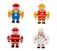 4Pcs Wooden Snap Together Building Toys Fine Motor Skill Creative Learning Toy Building Blocks for Preschool Kids