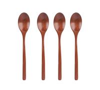 4pcs Wooden Spoons, 9.25 Inch Long Handle Wood Soup Spoons for Eating Cooking Mixing Stirring Honey Coffee Tea Jam Table Spoons Kitchen Utensils for Serving Home Office