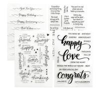 4PCS Words Clear Stamp, Silicone Stamp Cards Greeting Words Pattern for Card Making and DIY Scrapbooking Journaling