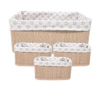 4pcs Woven Storage Basket for Nursery Room Coffee Bamboo Cloth | Braided Rounded Design, Breathable Lining, Protects Delicate Items, Suitable for Diapers in Play Areas