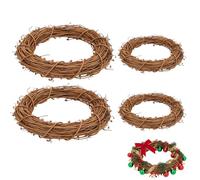 4Pcs Wreath Making Supplies, Natural Grapevine Wreaths for DIY Crafts, 20CM 30CM Willow Wreath Rings, Plain Wreaths for Decorating Seasonal Home Decor Wedding Party