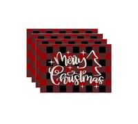 4PCS Xmas Trees Snow Christmas Placemats Winter Table Mats for Kitchen Dining Decoration H