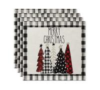 4PCS Xmas Trees Snow Christmas Placemats Winter Table Mats for Kitchen Dining Decoration N
