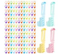 4pcs Yarn Guide Ring Crochet Tools, 4 Colors Handmade Crocheting Finger Holder Tension Rings with 300pcs Random Colors Locking Stitch Markers Needle Clip Accessories for Knitting Beginner People