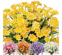 4PCS Yellow Artificial Daisy Flowers, Fake Silk Faux Flowers for Outdoor and Indoor, Decorative Artificial Sunflowers in Vase, Plastic UV Resistant for Graves and Garden Home Decorating