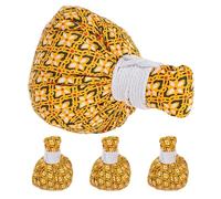 4pcs Yellow Cloth Herbal Massage Balls for Full Body Use | Thai Aroma Compress, Travel and Home Relaxation, Manual Care for Muscles and Feet