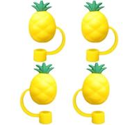 4Pcs Yellow Pineapple Straw Cover for Stanley 40&30 Oz Cup, 8mm Silicone Straw Covers Cap for Stanley Cup Accessories, Cute Straw Topper for Tumblers, Straw Cap Stopper for Reusable Straws Tip Lids