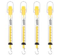 4pcs Yellow Plastic Spring Balance Cylinder Dynamometer 2.5kg | Housing, Grams and Newton Calibration, and S-hook Included, Observation of Extension