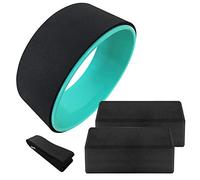 4PCS Yoga Equipment Set with Wheel Cotton Stretching Strap EVA Blocks for Pilates Meditation Exercise Ideal Warming Up Improving Balance Basic Poses