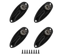 4Pcs Yootones 1/4 Inch Mono Guitar Input Jack Socket Plate Output Loaded Boat Style with Screws Compatible with Fender Stratocaster Strat ST Electric Guitar Parts (Black)