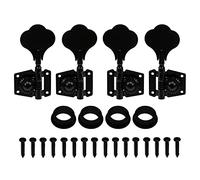 4Pcs Yootones Open Gear Machine Heads Tuners Tuning Pegs 2 Left 2 Right Compatible with 4 Strings Fender Precison Jazz Bass Guitar (Black)
