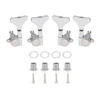 4Pcs Yootones Sealed Bass Tuning Pegs Machine Heads 2R2L for Electric Bass Tuners Replacement Parts (Silver)