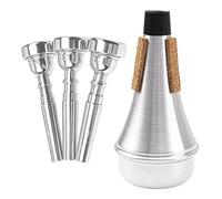 4Pcs Yootones Trumpet Mouthpiece (3C 5C 7C) with Trumpet Mute Silencer Compatible with Trumpet Replacement Musical Instruments Accessories (Silver)