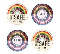 4pcs You Are Safe With Me Pin, Pride Pins Rainbow Enamel Pin Gay Pride Pins LGBT Pins Rainbow Brooch LGBTQ Lapel Pins Pride Accessories for Shirts Hats Backpacks