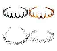 4PCS Zig Zag and Tooth Headbands, Fashionable Girls' Plastic Wavy Headband, Anti Slip Female Curly Headband, Men'S and Women'S Headbands Accessories for Outdoor, Sports, Daily Wear