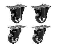 4PCSDuty 1.5" PP Swivel Caster Wheels for Trolley & Chair 2 Fixed & 2 Swivel Rollers Durable Black Furniture Casters Perfect Household Accessories