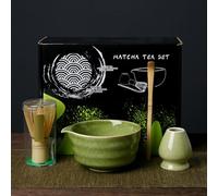 4pcsMatcha Whisk Set,Includes Matcha Bowl, Matcha Whisk Holder,Bamboo Matcha Whisk and Bamboo Scoop (Matcha Green)