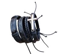 4Peces Multifuntional Leather Fashion Wristband Adjustable Suitable For Parties And Casual Outings Braided Leather Religious