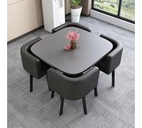 4Person Modern Office Table & Chair Set Stylish Round/Square Conference & Reception Table with 4 Chairs Ideal for Business Dining Kitchen & Negotiation Spaces