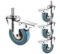 4Piece HeavyDuty Swivel Casters with Brake M10/M12 Threaded Stem 65mm & 75mm Quiet 360° Rotation Ideal forFurniture (40Kg Capacity Each)