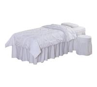 4Piece Microfiber Table Sheet Set Solid Color Bed Valance & Skirt for Salon Round Head Table Cover (M 185x70cm) Soft Durable Easy Care