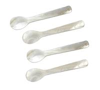4Piece Mother of Pearl Spoons Set, 12 cm Classic Caviar & Egg Spoons, Elegant Abalone Utensils for Serving, Gourmet Dining, Luxury Appetizer