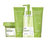 (4piece set) Mung Bean Pore Trio: Cleansing Oil, Foam & Clay Mask | Blackhead & Deep Pore Cleanser for Sensitive Skin