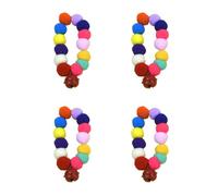 4Pieces Comfortable Plush Cats Collars With Bells Charm For Cats And Dogs Pompoms Collar For Birthday Party Pet Collar