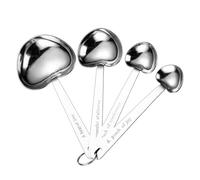 4Pieces Heart Shape Measuring Spoons Heart Shape Measuring Spoons Set with Silver Tone for Special Event Accuracy Coffee Measurement