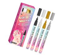 4Pieces Nails Art Pens Drawing Tools Fine Tip for Accurate Lines Fast Drying Waterproof Suitable for All Ages Color Nail Art